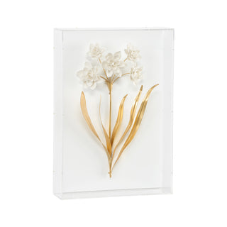 Porcelain Flowers Wall Décor - Antique Gold Leaf & Matte White Porcelain