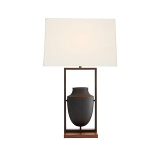 Foundry Lamp featuring Charcoal Ricestone, Bronze, Brown Wood, and Crystal accents