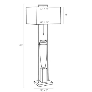 Foundry Floor Lamp - Charcoal Ricestone, Bronze, Brown Wood, Crystal