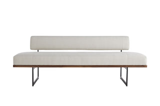 Tuck Bench Bone Linen Upholstery Architectural Design with Steel Legs Ray Booth