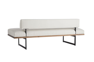 Tuck Bench Bone Linen Upholstery Architectural Design with Steel Legs Ray Booth