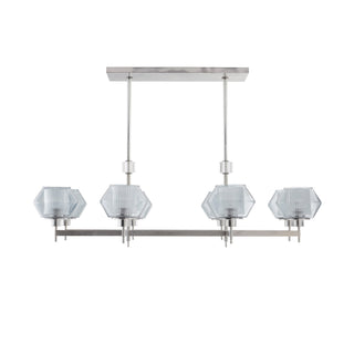 Pewter and Blue Smoke Glass Holm Chandelier - Rectilinear Italian Masterpiece