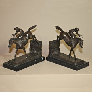 Jockey bookends w/marble pair