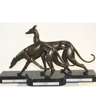 TWO GREYHOUNDS WITH MARBLE