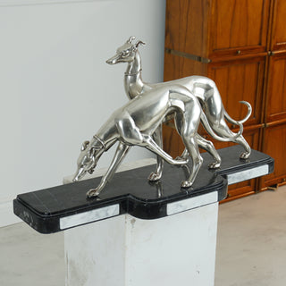 TWO GREYHOUNDS WITH MARBLE
