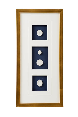 Intaglios on Navy with Gold Leaf Frame - Elegant Wall Art with 8-Ply Mat