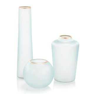 SET OF THREE WHISPER BLUE GLASS VASES