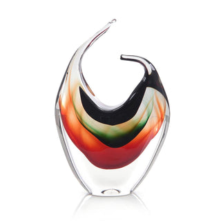 Handblown Red/ Violet/ and Emerald Glass Sculpture I JRA-13127