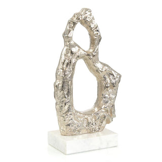 Textural Silver and White Marble Sculpture I JRA-14127