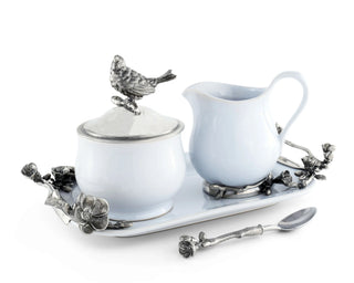 Stoneware Creamer Set - Pewter Song Bird