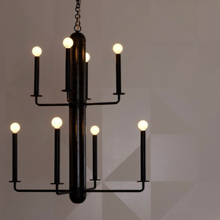 Walden Chandelier - Ore Leather with Natural Iron Arms