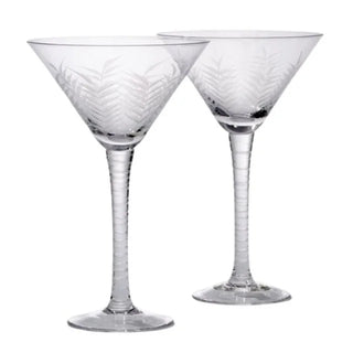 Tommy Bahama Etched Palm Martini Glasses - Set of 2