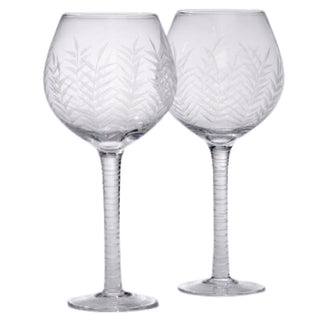 Tommy Bahama Etched Palm Red Wine Glasses - Set of 2