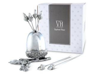 Pewter Acorn Cheese Pick Set