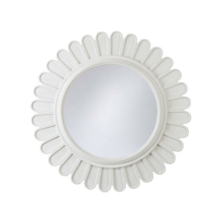 Townsend Mirror – Round Wall Mirror with Delicate Flower Motif, White Frame, Perfect for Hallways