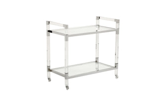 Acrylic Bar Cart with Nickel Finish – Sleek Modern Design