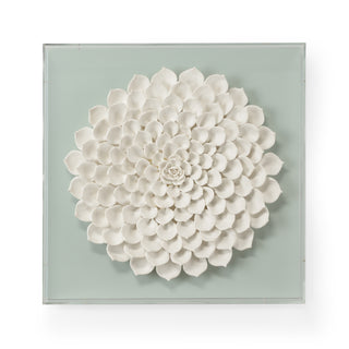 Handmade Succulent Wall Sculpture by Claire Bell – Ceramic & Acrylic Frame, White/Clear/Mint Green, 24