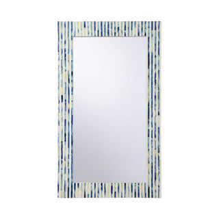 Cambridge Mirror - Tall Blue and White Bone Inlay Mirror with Intricate Hand-Cut Frame