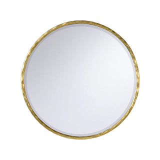 Hand Hammered Round Mirror (Large) – 46.5-Inch Gold Textured Metal Wall Mirror for Elegant Home Decor