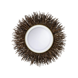 Tala Twig Mirror – 33-Inch Round Nature-Inspired Wall Mirror with Coco Twig Frame and Gold Accent