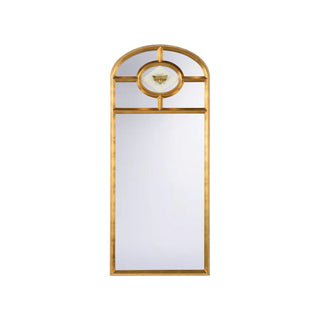 Bee Mirror – 60 Inch Tall Antique Gold Iron Wall Mirror with Alabaster Accent