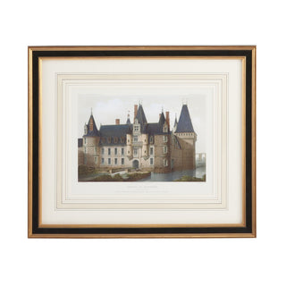 Chateau De Mainlenon Lithograph Print in Black and Gold Frame – 22" x 26"