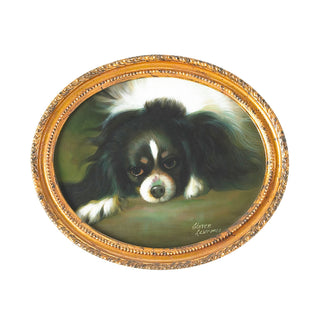 King Charles Spaniel Hand-Painted Oil Artwork in Gold Oval Frame – 11.5" x 14"