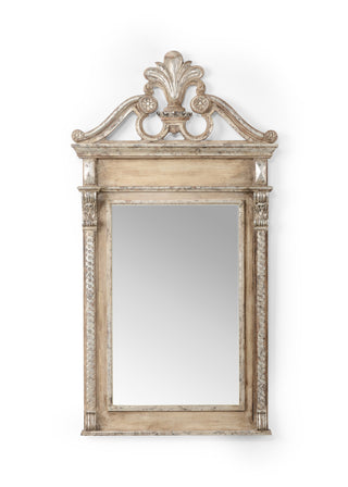 Grand Entrance Mirror – 60 Inch Old World Silver Decorative Mirror with Prince of Wales Pediment