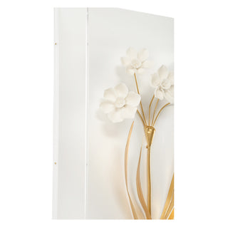 Porcelain Flowers Wall Décor - Antique Gold Leaf & Matte White Porcelain