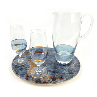 Panthera Indigo Stemmed Water set of 2