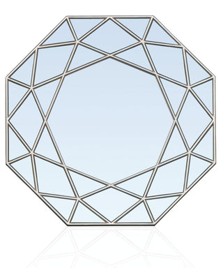 Silver Geometric Octagon Mirror - Criss Cross Frame - Exotic Silver Finish