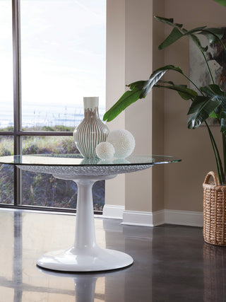 SEASCAPE WHITE DINING TABLE WITH GLASS TOP
