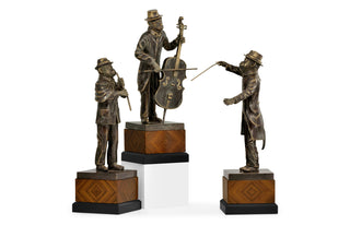 Antique Dark Bronze Monkey Orchestra Set