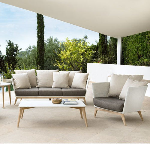 ARC WICKER AND TEAK SOFA AND CHAIR COLLECTION