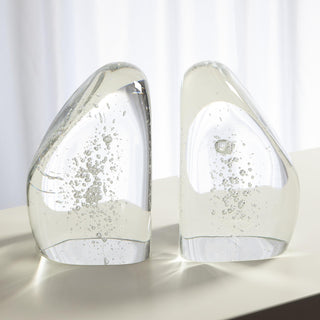 Chunk bookends-clear w/bubbles