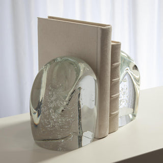 Chunk bookends-clear w/bubbles