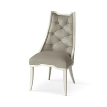 Load image into Gallery viewer, LOGAN DINING CHAIR-ANTIQUE WHITE-CHESTERFIELD GREY LEATHER