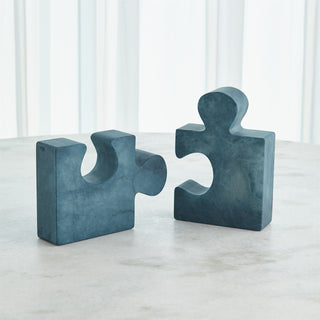 S/2 JIGSAW BOOKENDS-WHITE