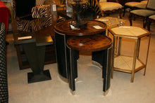 Load image into Gallery viewer, SET OF TWO NAVY BLUE LEATHER INLAID NESTING TABLES