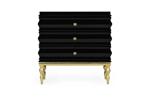 Rippled Black Lacquer Chest of Drawers 500017-BLG