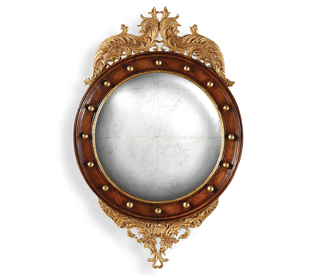 Regency Walnut & Gilt Round Convex Églomisé Mirror (Small)