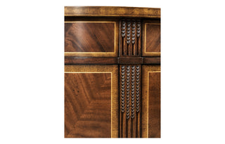Crotch Mahogany Demilune with Marquetry