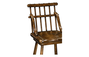 Rustic Style Dark Oak Side Chair Bar Stool 493448-SC-TDO
