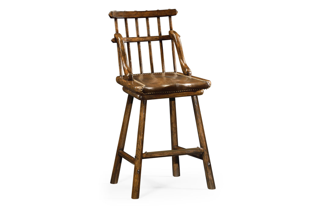 Rustic Style Dark Oak Side Chair Bar Stool 493448-SC-TDO