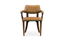 Load image into Gallery viewer, Walnut Library Arm Chair, Upholstered in Light Brown Leather