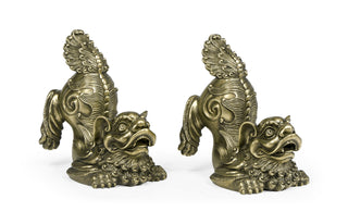 Antique Brass Foo Dog Bookends