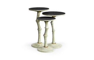 Set of Three Bamboo Style Bone Eggshell & Cerused Oak Nesting Tables 500187-EC002