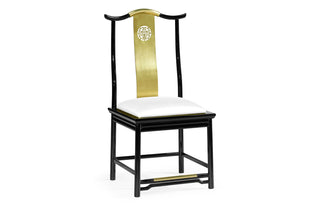 Fusion Black Gloss & Brass Dining Side Chair