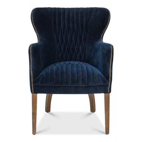 Dieter Petite Wing Chair, Blue Velvet