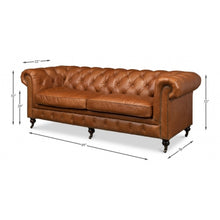Load image into Gallery viewer, Tufted English Club Sofa, Vienna Brown